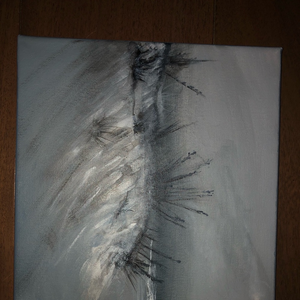 Original foggy beach painting